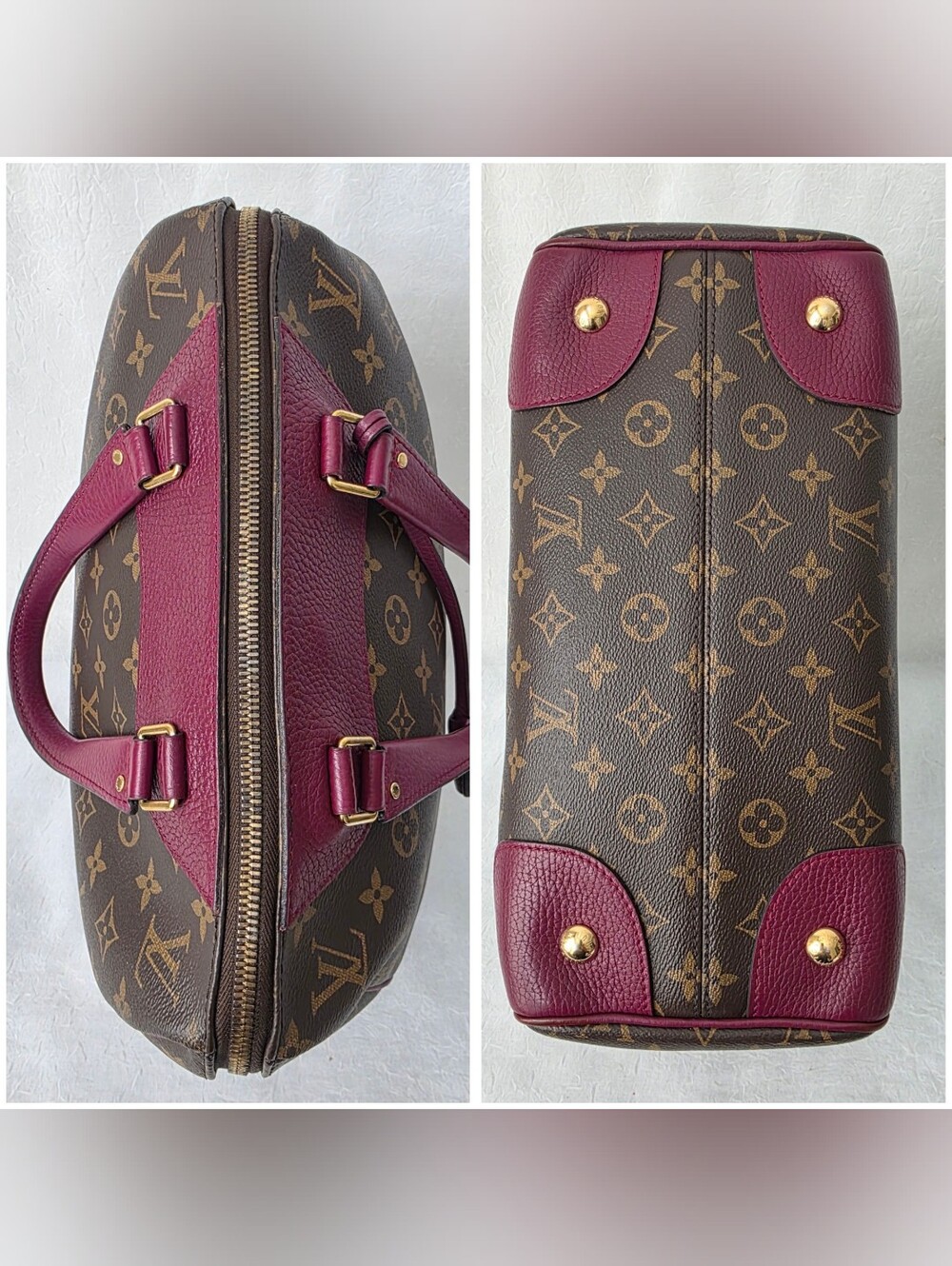 Auth Louis Vuitton Monogram Retiro NM Burgundy Tote Bag - Picture 7 of 11